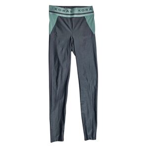 Koral Emblem Infinity Color-Blocked Leggings — Graphite/Sage, Size XS (0–2)